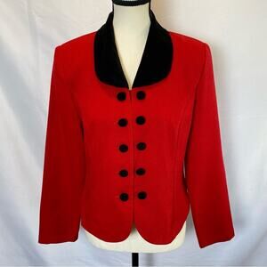Miss Dorby Petite Women’s Vintage Blazer Jacket Size 6P Red and Black Velveteen